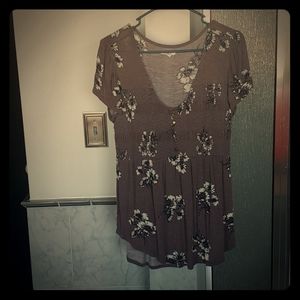 Grayish-brown baby doll shirt